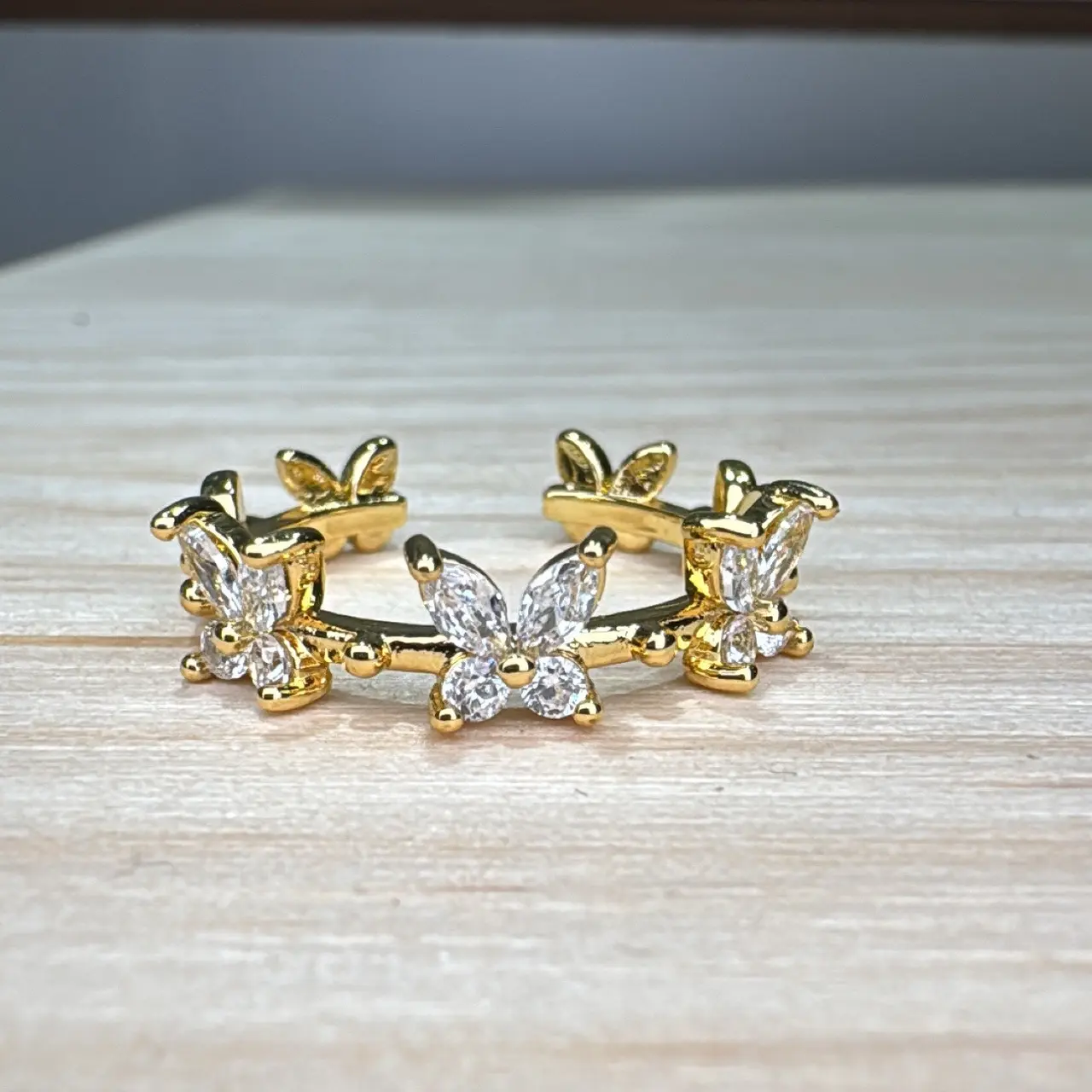Fotografía de Anillo Mariposas Cristal Gold