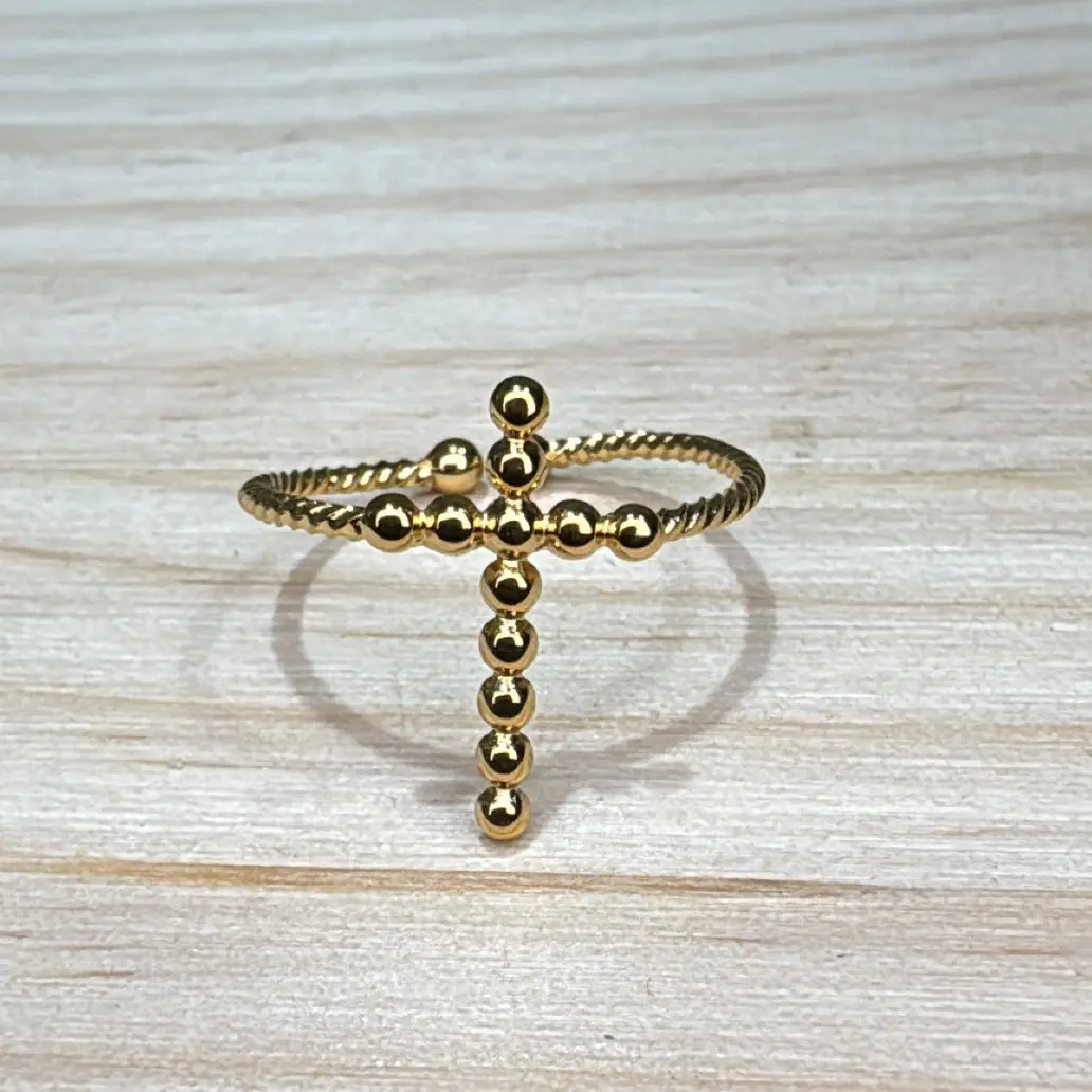 Fotografía de Anillo Cruz Esferas Gold